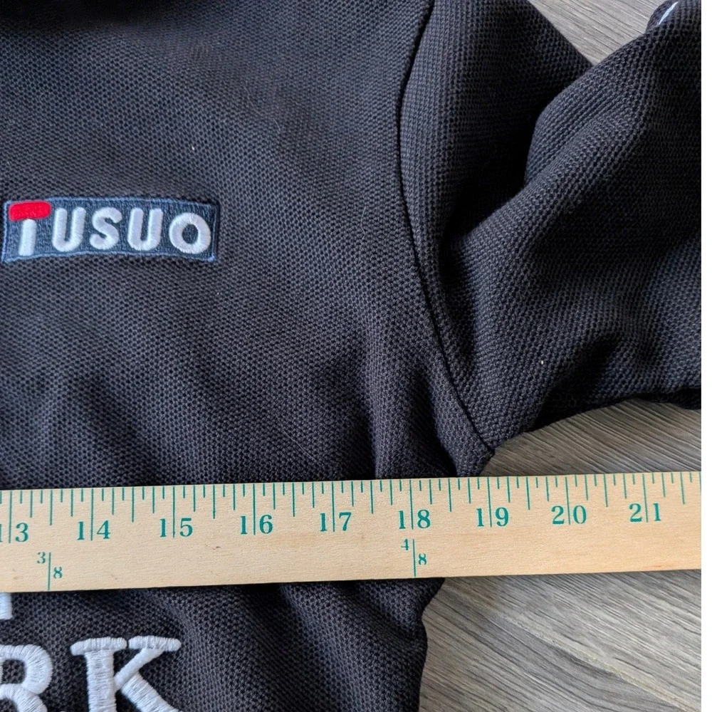 Tusuo Mens USA New York Polo Shirt Black Short Sleeve Embroidered Crest Size L